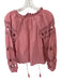 Forever That Girl Size S Pink Cotton Eyelet Long Sleeve Tassel V Neck Top Pink / S