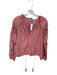 Forever That Girl Size S Pink Cotton Eyelet Long Sleeve Tassel V Neck Top Pink / S