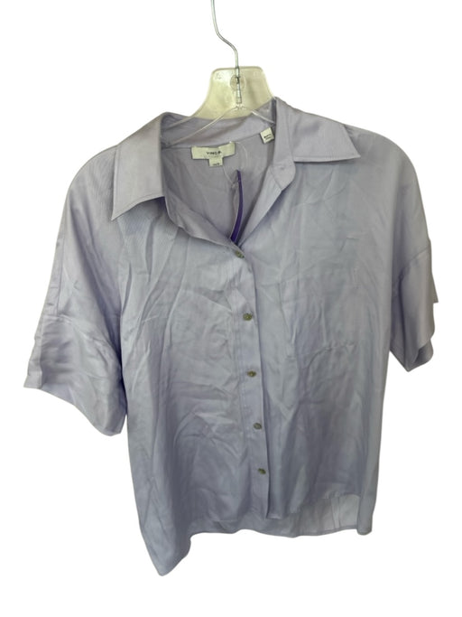 Vince Size XS Purple Silk Blend Button Collar Short Sleeve Top Purple / XS