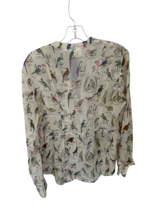 Maeve Size 8 Multi Cotton Button Bird Panel Detail Sheer Top Multi / 8