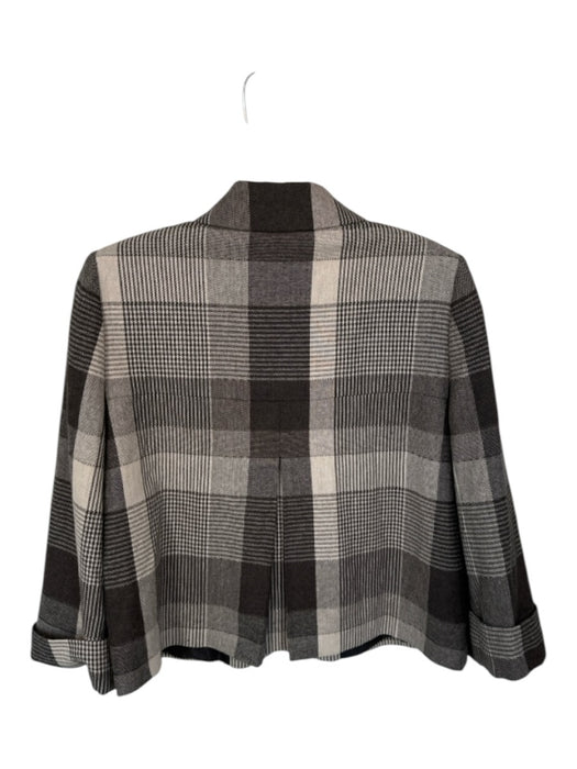 Tahari Size 6 plaid Wool Blend Collar Shoulder Pads Buttons Blazer plaid / 6