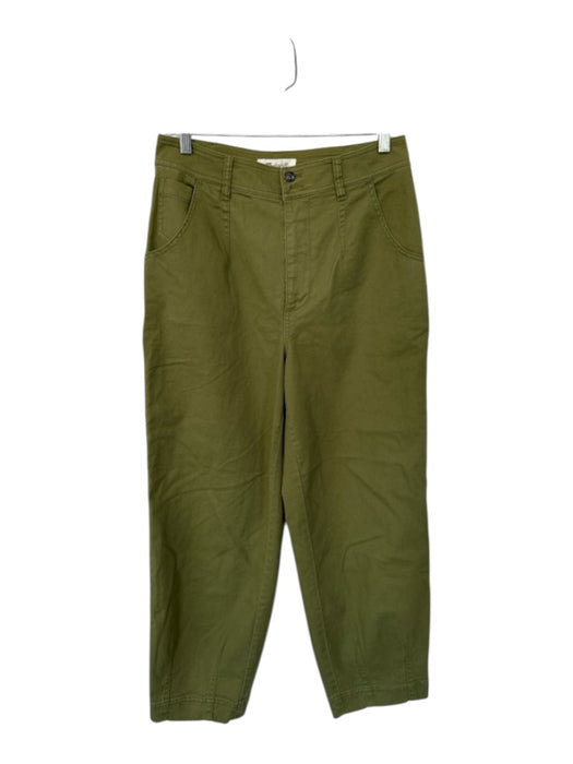 Madewell Size 6 Olive Cotton Blend Wide Leg Buttons Barrel Pants Olive / 6