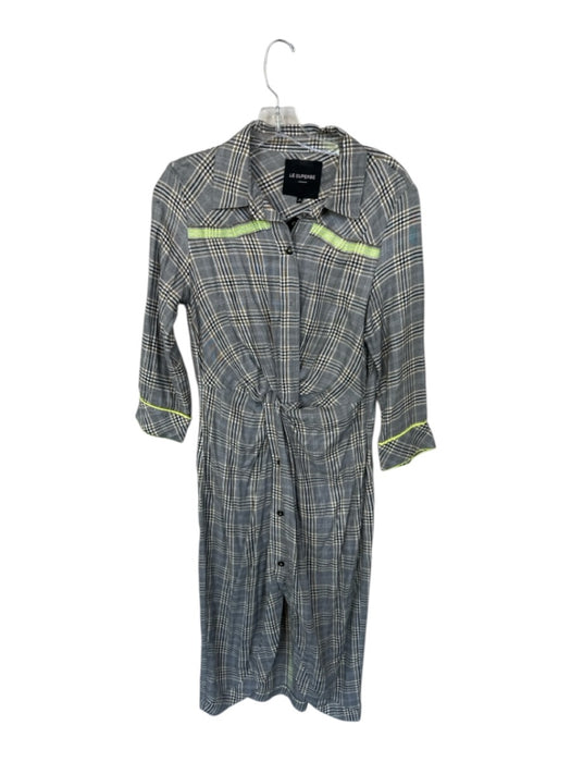 Le Superbe Size S Multi Plaid viscose blend Maxi Buttons Long Sleeve Dress Multi / S