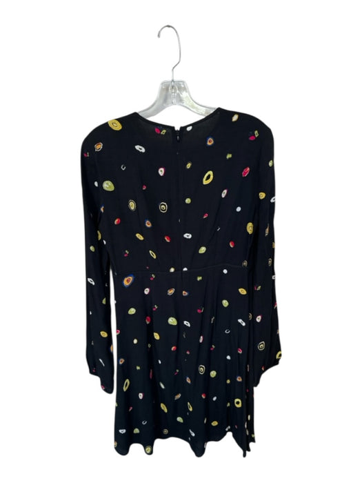 Diane Von Furstenberg Size 6 Black & Multi Viscose Mini Geode Long Sleeve Dress Black & Multi / 6