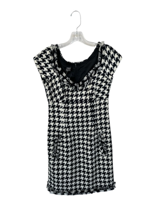 Muse Size 4 Black & White Tweed Knit Sweetheart Midi Back Zip Dress Black & White / 4
