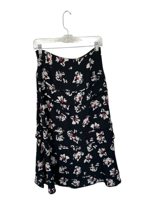 Proenza Schouler Size Est S Black & White Flowers Tiered High Low Midi Skirt Black & White / Est S