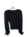 Anthropologie Size S Black Viscose Blend Ribbed Wrap Longline Balloon Sleeve Top Black / S