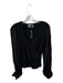 Anthropologie Size S Black Viscose Blend Ribbed Wrap Longline Balloon Sleeve Top Black / S