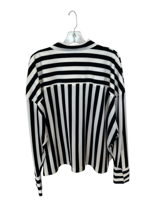 Normakamali Size S/36 Black & White Polyester Striped Collar Velcro closure Top Black & White / S/36