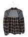 Free People Size XS Brown & Black Cotton Flannel Button Up Knit Detail Top Brown & Black / XS