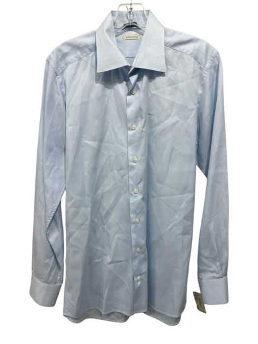 Suitsupply Size 15.5 Light blue Cotton Solid Button Up Men's Long Sleeve Shirt Light blue / 15.5