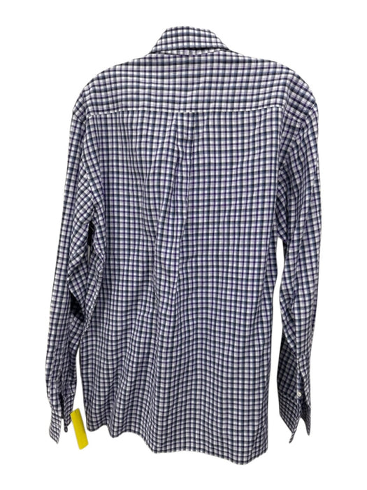 Canali Size L Purple & White Cotton Plaid Button up Men's Long Sleeve Shirt Purple & White / L