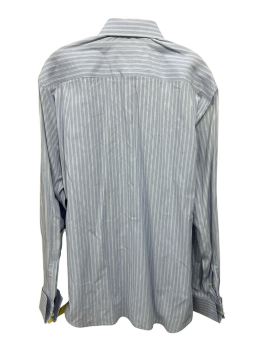 Canali Size 16.5 Blue & White Cotton Striped French Cuff Men's Long Sleeve Shirt Blue & White / 16.5