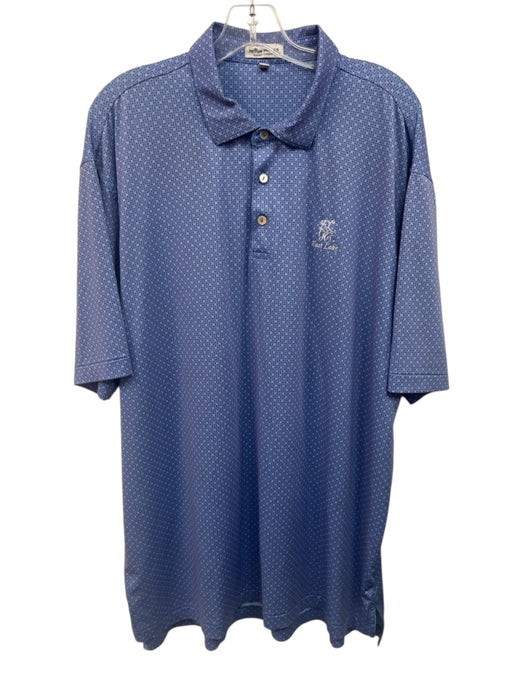Peter Millar Size XL Blue & Red Polyester All Over Print Polo Men's Short Sleeve Blue & Red / XL