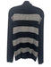 Armani Size Est L Navy & Gray Wool Striped Zipper Men's Sweater Navy & Gray / Est L