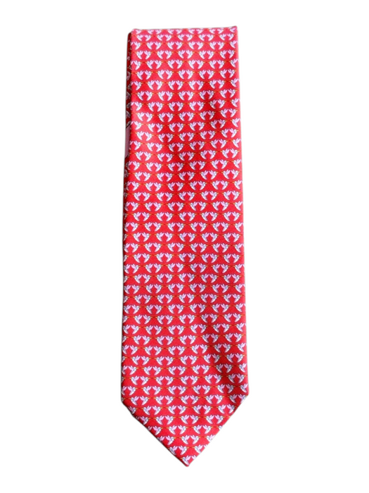 Ferragamo Red & Multi Silk All Over Print Men's Tie Red & Multi