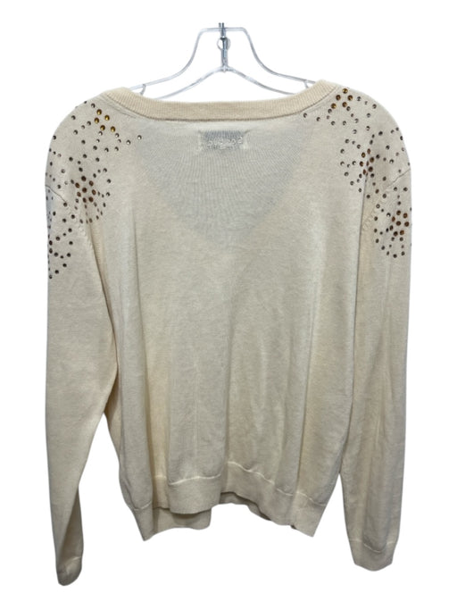 Desigual Size XS Cream & Copper Ramie & Cotton Long Sleeve Rhinestone Sweater Cream & Copper / XS