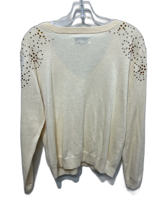Desigual Size XS Cream & Copper Ramie & Cotton Long Sleeve Rhinestone Sweater Cream & Copper / XS