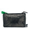 Stella McCartney Black & Silver Suede Shiny Magnetic Flap Whipstich Detail Bag Black & Silver / S