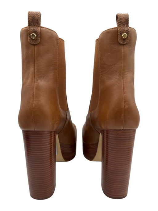 Michael Michael Kors Shoe Size 7.5 Brown Leather Stacked Heel Platform Booties Brown / 7.5