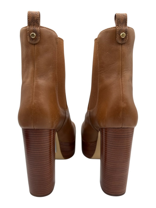 Michael Michael Kors Shoe Size 7.5 Brown Leather Stacked Heel Platform Booties Brown / 7.5