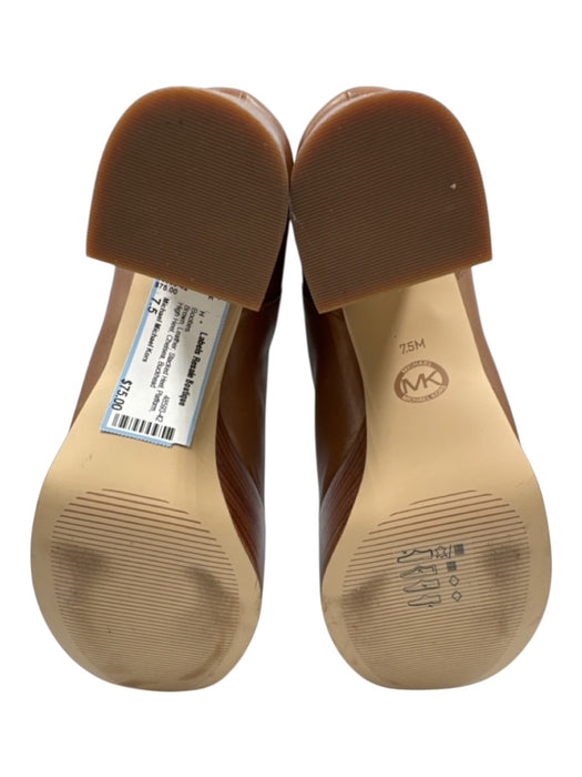 Michael Michael Kors Shoe Size 7.5 Brown Leather Stacked Heel Platform Booties Brown / 7.5