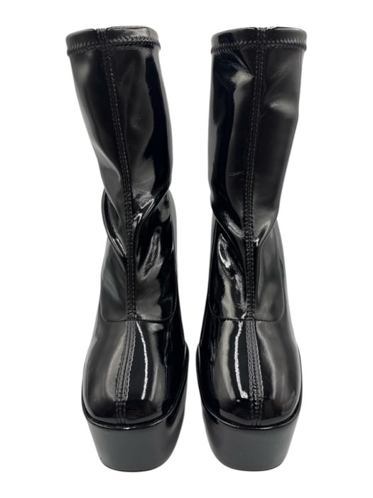 Stuart Weitzman Shoe Size 7 Black Vinyl Platform Rounded Square Toe Booties Black / 7