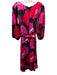 Talbots Size 10 Black, Pink & Red Polyester floral print Midi Tie Belt Dress Black, Pink & Red / 10