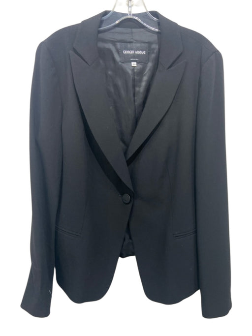 Giorgio Armani Size 50 Black Virgin Wool One Button Lapels Blazer Black / 50