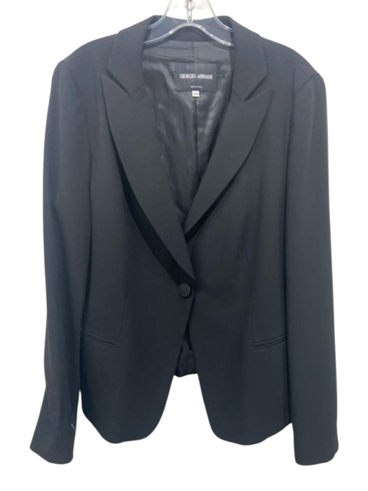 Giorgio Armani Size 50 Black Virgin Wool One Button Lapels Blazer Black / 50