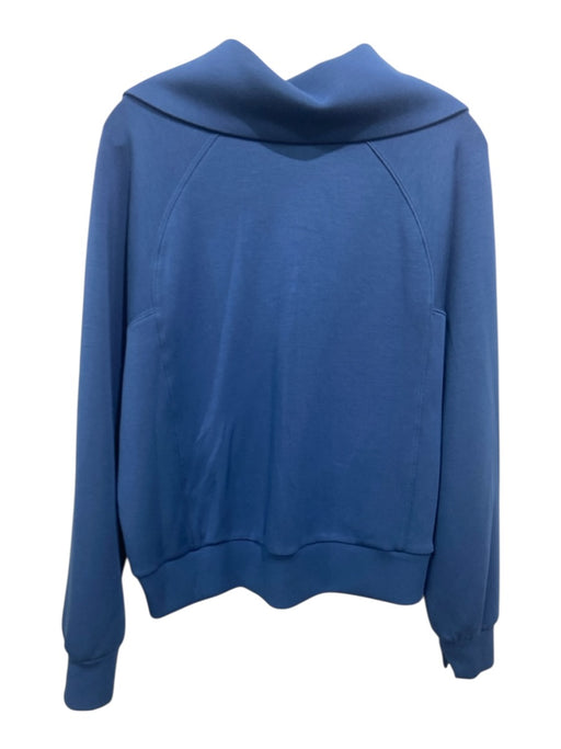 Spanx Size L Blue Tencel Blend 1/4 Zip Long Sleeve Fold Collar Jacket Blue / L
