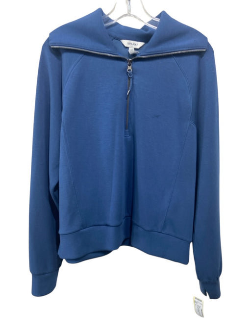 Spanx Size L Blue Tencel Blend 1/4 Zip Long Sleeve Fold Collar Jacket Blue / L