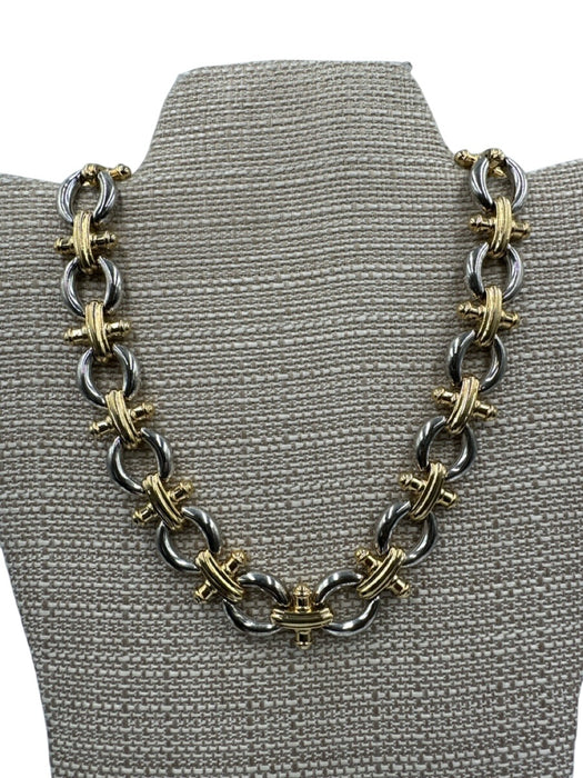Givenchy Gold & Silver Tone Metal Circles Toggle Necklace Gold & Silver Tone