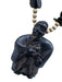 Brown, Pink, Gold Semi-Precious Stones Wood Carved Necklace Brown, Pink, Gold