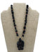 Brown, Pink, Gold Semi-Precious Stones Wood Carved Necklace Brown, Pink, Gold