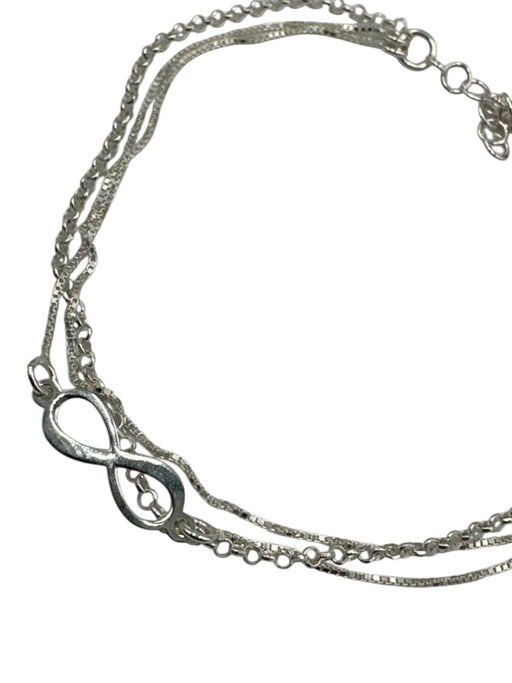 Silver 925 Sterling Silver Lobster Clasp Infinity Sign Multistrand Bracelet Silver