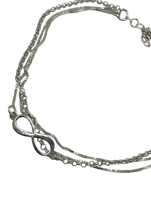 Silver 925 Sterling Silver Lobster Clasp Infinity Sign Multistrand Bracelet Silver