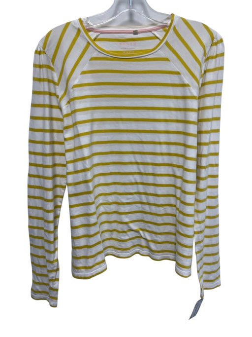 Boden Size 12 White & yellow Cotton Long Sleeve Striped Top White & yellow / 12