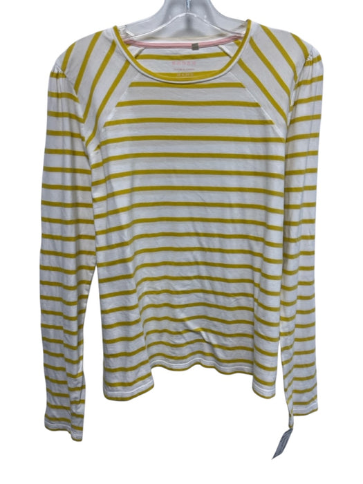 Boden Size 12 White & yellow Cotton Long Sleeve Striped Top White & yellow / 12