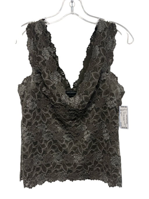 Josie Natori Size XL Gray Green Nylon Blend Sleeveless Lace V Neck Top Gray Green / XL