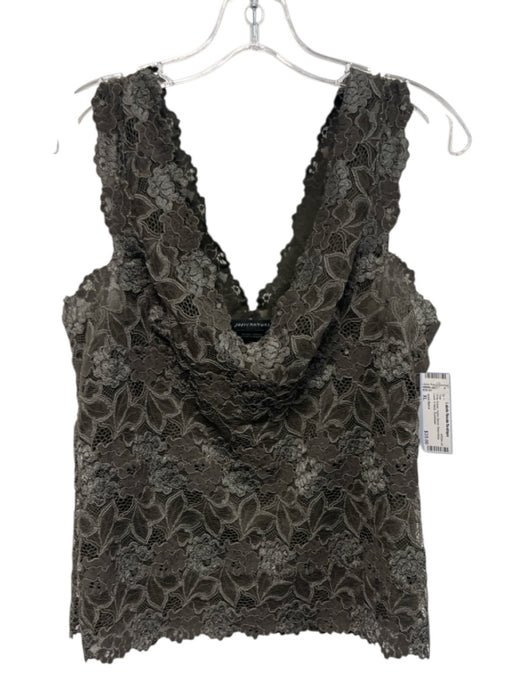 Josie Natori Size XL Gray Green Nylon Blend Sleeveless Lace V Neck Top Gray Green / XL
