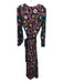 Boden Size 12 Navy, Pink, Green Viscose Blend Long Sleeve Floral Surplice Dress Navy, Pink, Green / 12