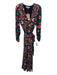 Boden Size 12 Navy, Pink, Green Viscose Blend Long Sleeve Floral Surplice Dress Navy, Pink, Green / 12