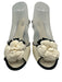 Chanel Shoe Size 39 White & Black Leather open toe Floral Quilted Mule Pumps White & Black / 39