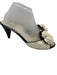Chanel Shoe Size 39 White & Black Leather open toe Floral Quilted Mule Pumps White & Black / 39