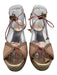 Giorgio Armani Shoe Size 38.5 Pink & Beige Leather & Canvas Raffia Logo Pumps Pink & Beige / 38.5