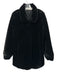 Dennis Basso Size M Black Polyester Faux Fur Snap Button Reversible Pockets Coat Black / M