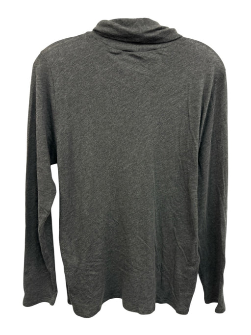 Eileen Fisher Size L Dark Grey Cotton Blend Long Sleeve Turtleneck Heathered Top Dark Grey / L