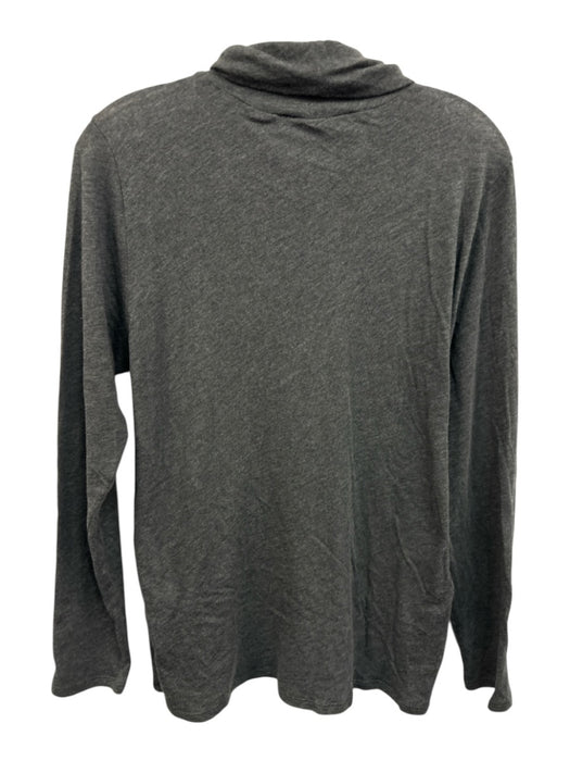 Eileen Fisher Size L Dark Grey Cotton Blend Long Sleeve Turtleneck Heathered Top Dark Grey / L
