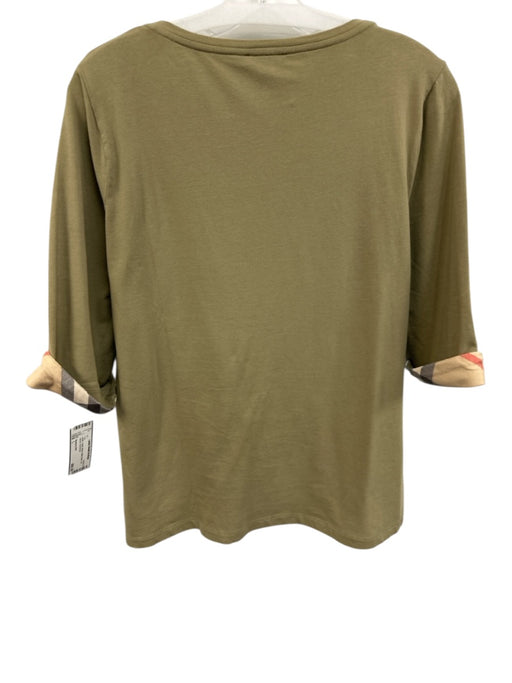 Burberry Brit Size L Khaki Cotton Blend Wide Neck 3/4 Sleeve Top Khaki / L